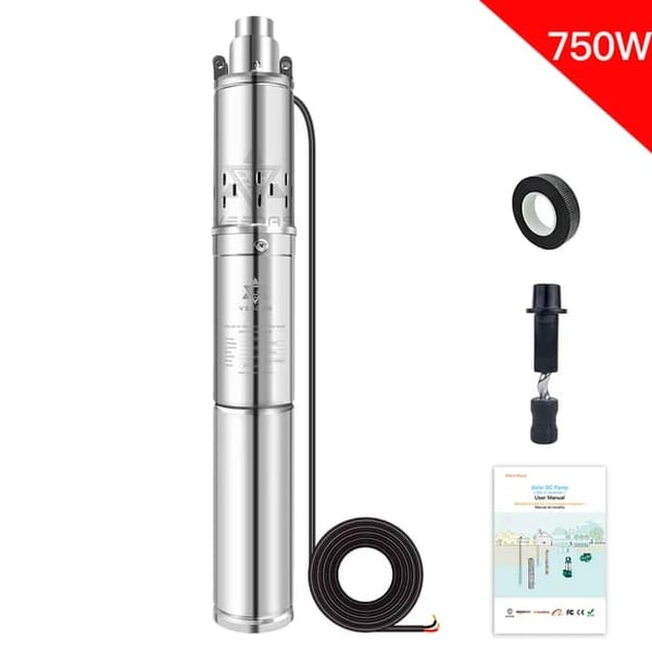 Solcelle Vandpumpe, 400W Effekt, Indbygget Kontroller, 3SP2-100-D4860-750BI