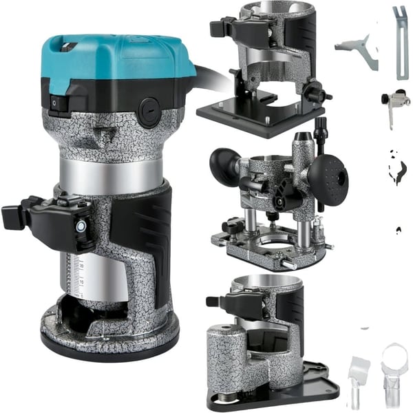 Puuporakone, 710W teho, nopeus 13000-33000 RPM, alumiiniseosmateriaali,4 Perustaa