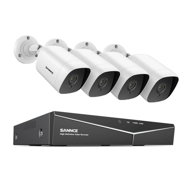 CCTV-system, 1080P opløsning, 4 kameraer inkluderet,4CH DVR 4 Kamera, Ingen