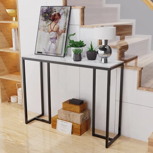 Konsolbord, Marmorbordplade, Moderne Design, Hvid Sort