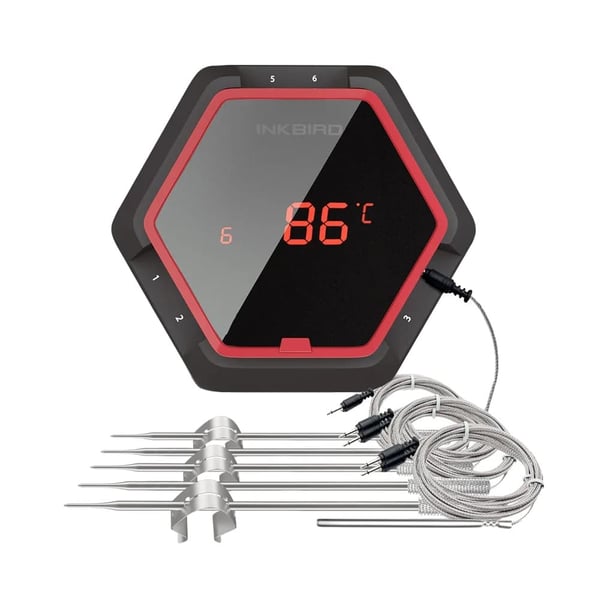 Trådløs BBQ-termometer, Bluetooth-kompatibel, op til 6 prober,6XS Rød 6 sensor