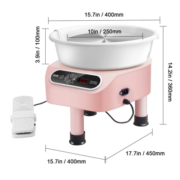 Keramisk drejebænk, direkte drevet motor, brugervenlige kontroller,10in pink 350W