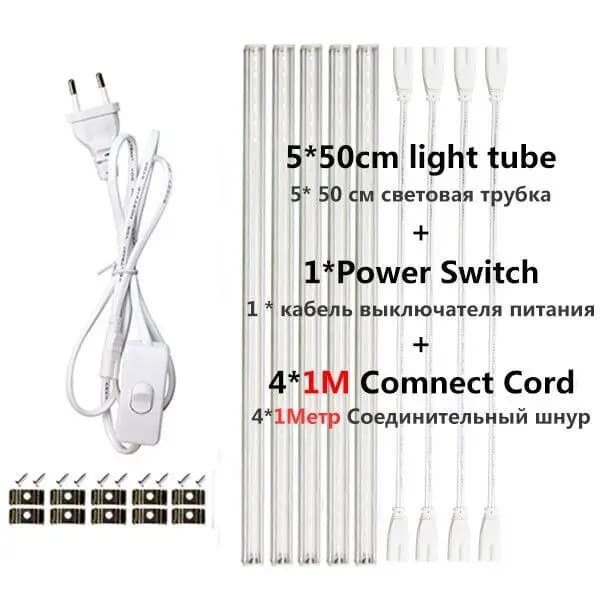 LED Vækstlys, Fuldt Spektrum, Energi Effektivt Design,50cm5730100cm kabel, EU