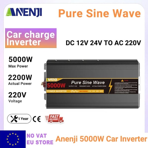 Strømomformer, Ren sinuskurve, 12V til 24V indgang,24V, 5000W