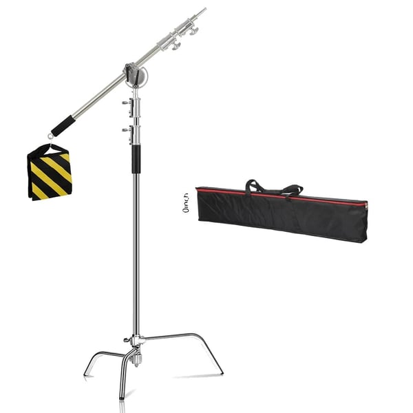 Fotografi C-Stand, Justerbar Højde 2,6M, Holdbar Konstruktion i Rustfrit Stål,2.6M tværstang taske