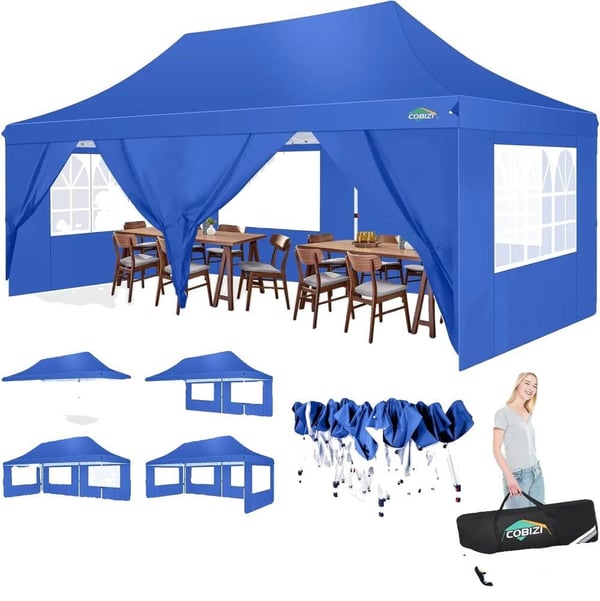 Pavillon, Vandtæt Stof, Nem Opsætning,3x6m, Blå