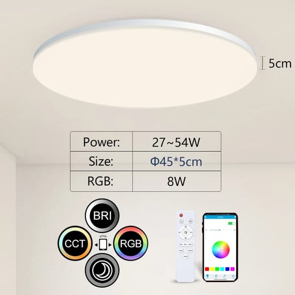 Loftlampe, Smart Kontrol, Energi Effektiv,45cm(17.72 tommer)