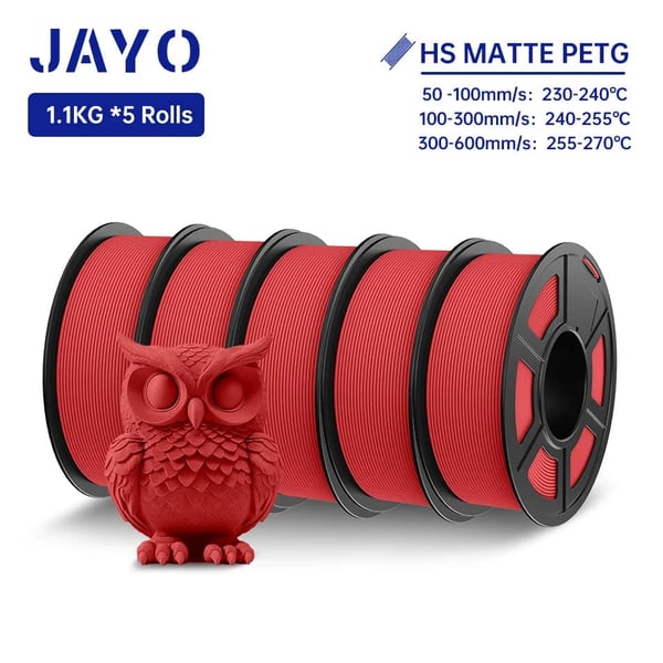 Højhastigheds PETG filament, 1,75 mm diameter, glat mat finish,HSPETG Rød 5ruller