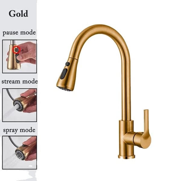 Køkkenarmatur, Udtrækkeligt Design, Nikkelbelægning, cf04043-GOLD