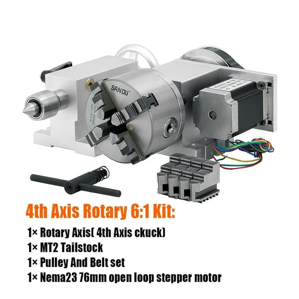 Stepper Motor, 6:1 Hastighedsforhold, 100 mm Chuck,Mulighed 2