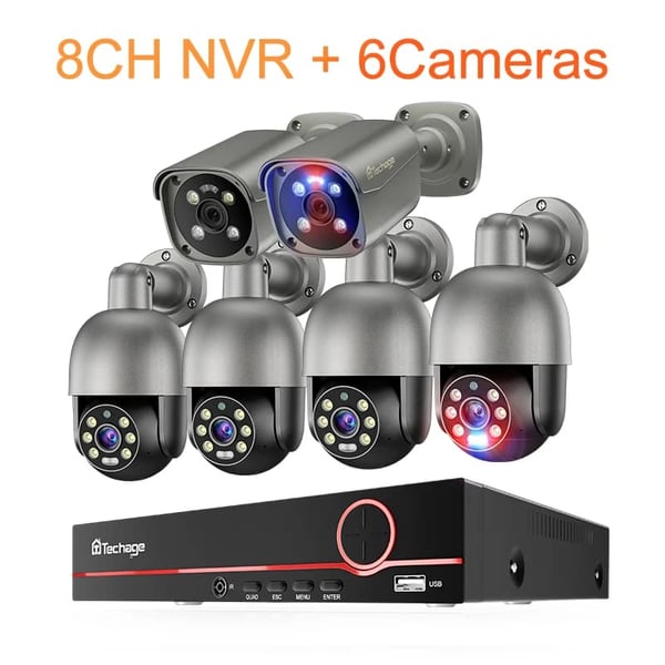 8MP Säkerhetskamerasystem, Nattsyn, AI-detektering, Tvåvägsljud,