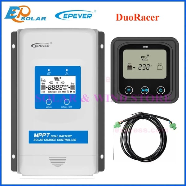Dual Battery MPPT Solarkontroler, Maksimal Strøm 10A, Automatisk Batterigenkendelse, Realtidsovervågning,12v 24v auto, DR2210N-DDS (20A)