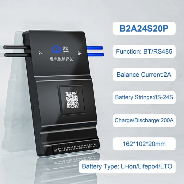 Smart BMS, 200A Opladning/Entladning, Aktiv Balance Support,JK-B2A24S20P