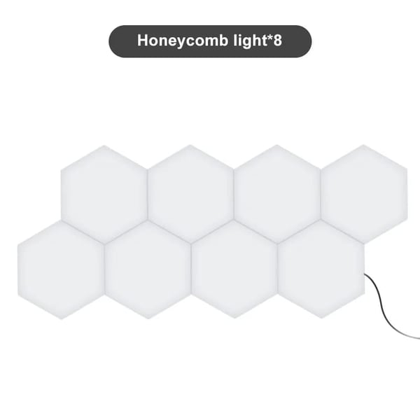 Modulære hexagonale LED væglamper, berøringsfølsom kontrol, nem installation,8, EU