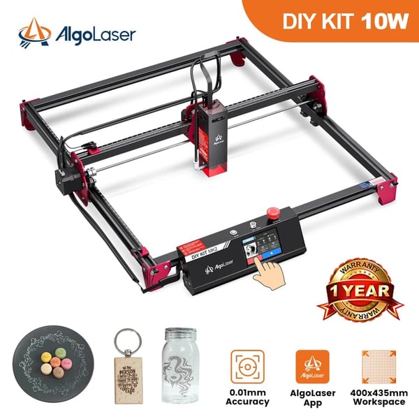 Lasergraver, 10W Effekt, Touchskærmskontrol,10W OUTPUT POWER, Rød