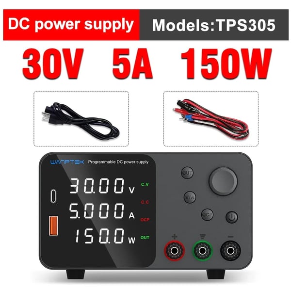Wanptek DC Strømforsyning, Udgange Spænding 30V/60V/120V, Justerbar Strøm Op til 10A,TPS305