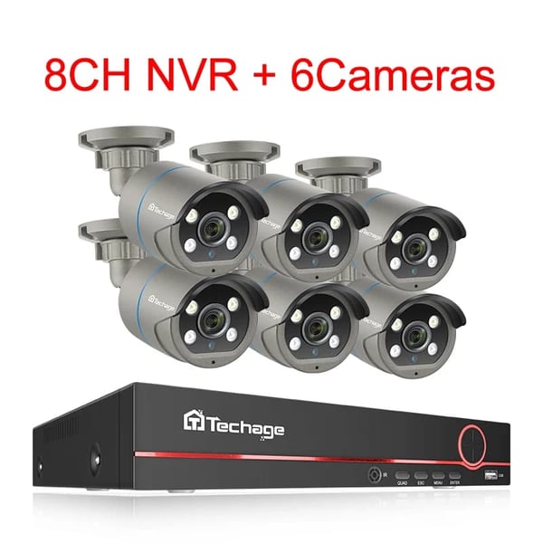 8CH NVR-system, H.265 videokompression, tovejrslyd,8CH NVR 6 Kameraer, Ingen