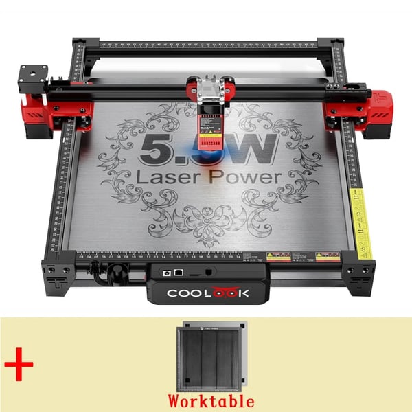 Coolook Lasergravering Maskine, 90W Kraft, Høj Præcision Gravør til Træ, Akryl og Mere,EU Stik, 90 watt CK1-55, Pakke 1