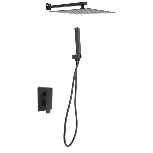 Flushmonteret bruserarmatur, vægmonteret, moderne design, dual-funktion bruserhoved,sort