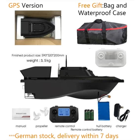 Fjernbetjening Fiskebåd med Batteri på 18000 mAh, Holdbar ABS Konstruktion,GPS med 18000 mAh