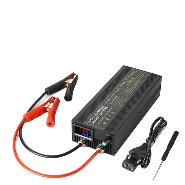 Lithiumbatterioplader, 12V, Justerbar Strøm,60A med klip multi, EU stik
