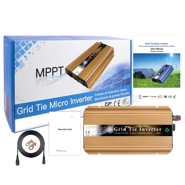 Solcelle On Grid Tie Inverter, MPPT Teknologi, Ren Sinus Bølge, Guld, 110-120V, 10-148V