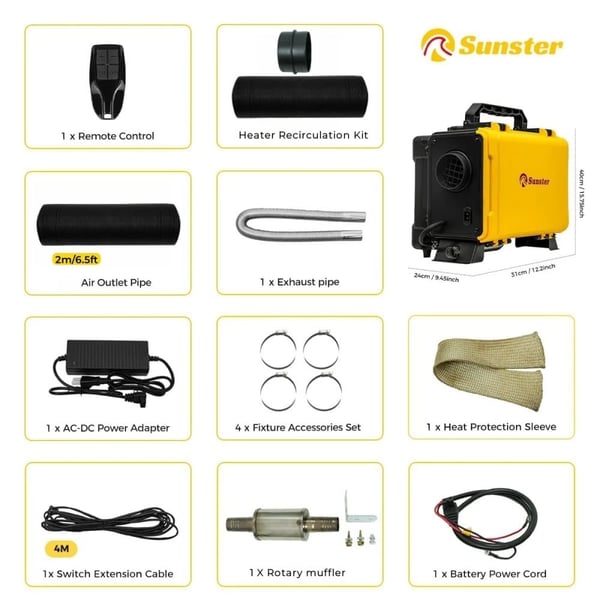 Bærbar Diesel Luftvarmer, Bluetooth Kontrol, Effektiv Opvarmning,8KW 12V 220V