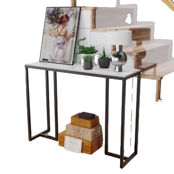 Konsolbord, Marmorbordplade, Moderne Design, Hvid Sort