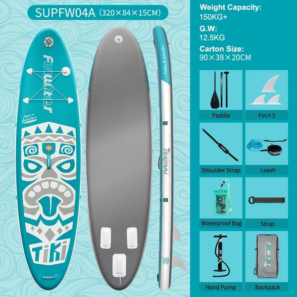 Stand Up Paddle Board, Oppusteligt Design, Skridsikker Overflade,SUPFW04A(320*84*15CM)