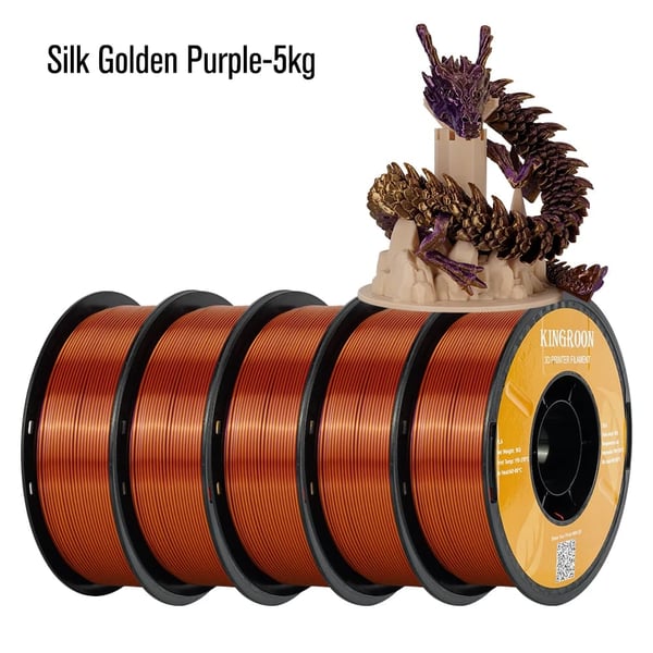 3D-printer filament, Silk PLA, Dual Color,Silke Gylden Lilla