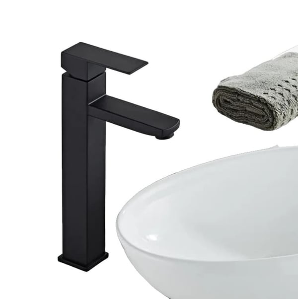 Badeværelsesvaskarmatur, holdbar messingkonstruktion, moderne sort design,stil 6 høj sort