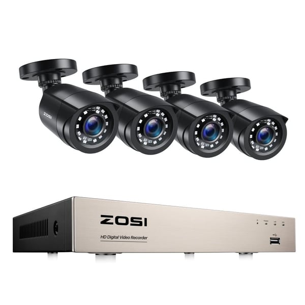 CCTV-järjestelmä, 8CH, Yönäkö,4 mustalla kameralla, 1T