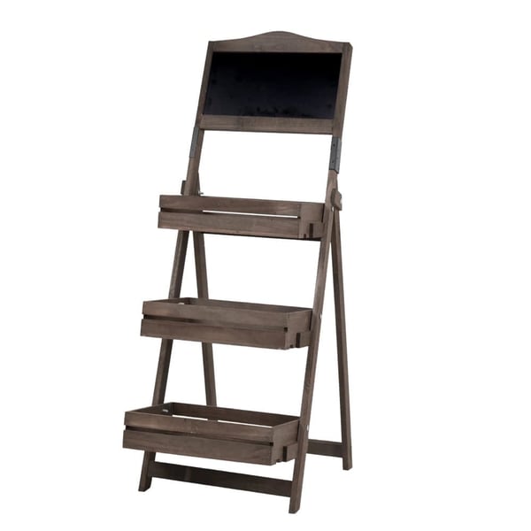 Kridttavle Display Stativ, 3-Lags Hylder, Letvægtsdesign,Brun