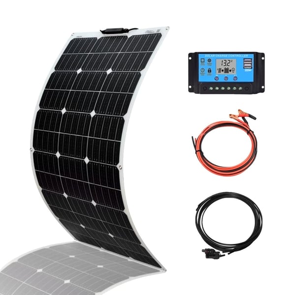 Fleksibelt solpanel kit, 200W effektudgang, høj effektivitet, perfekt til brug i autocampere og off-grid anvendelse,100W Sæt