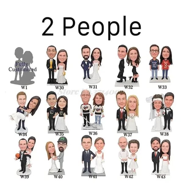 Bryllup Wedding Cake Topper, Personligt, Håndlavet, 2 personer, 5,9 tommer (mini)-15 cm