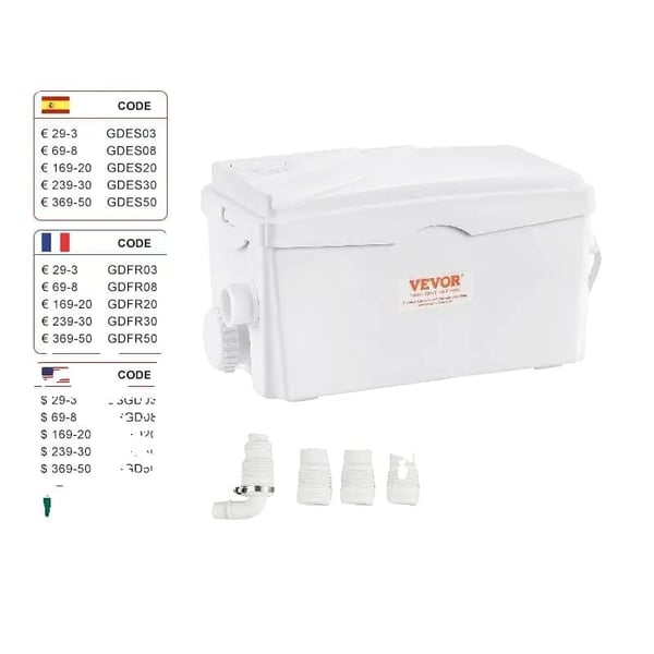 Murskauspumppu 350W, korkea virtaus 6000 l/h, 23 jalkaa nostokorkeus