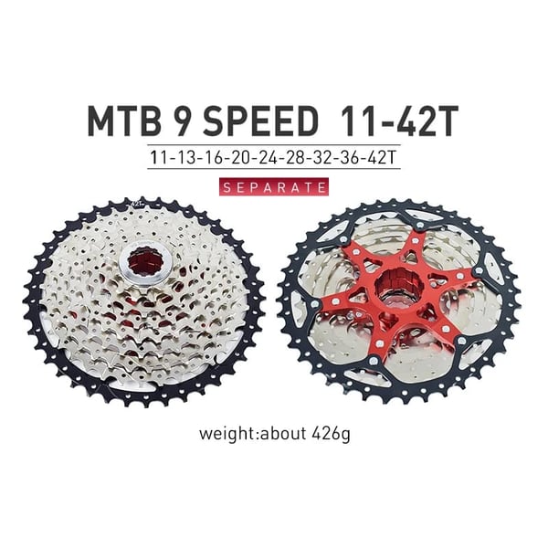MTB cykel frihjul, separat design, ultralight aluminium., 9s 42t sølv