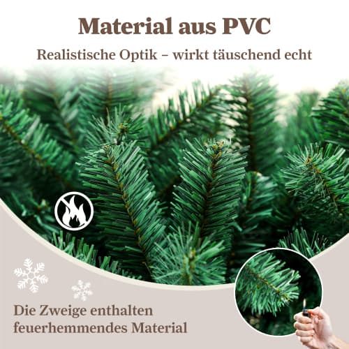 Tekok Christmas-puu, lämmin valkoinen LED-valo, kestävä PVC-rakenne,1.8M