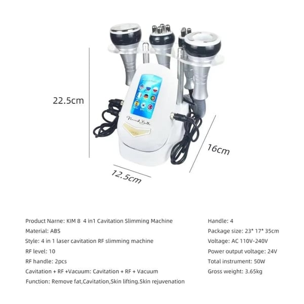 Kavitaatiolaite kehon hoikkumiseen, 4-in-1, ultraäänitekniikka, ihon kiinteyttäminen, ihon nuorentaminen, EU Plug, 4in1 40k