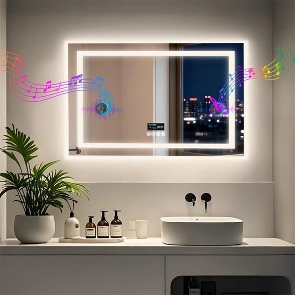Badeværelsesspejl, Bluetooth-forbindelse, Anti-dug funktion,60x80cm(24x32inch)