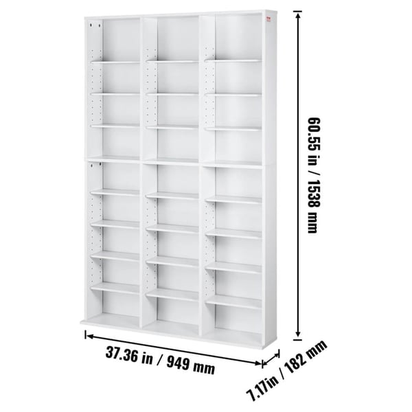 Medieopbevaringsskab, roterende design, justerbare hylder,Hvid 27 gitter