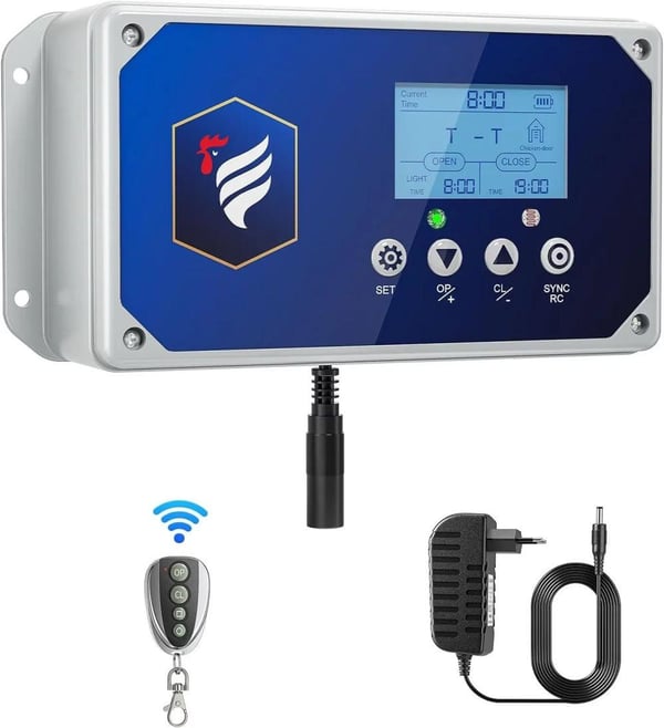Automatisk Hønsehusdør, LCD Timer, Fjernbetjening,E