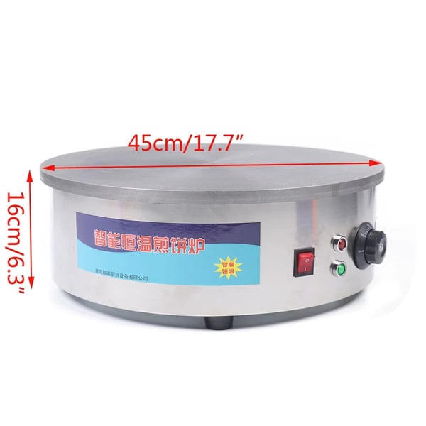 Elektrisk Crêpe Maker, 2800W Effekt, 45cm Stegeflade,sølv