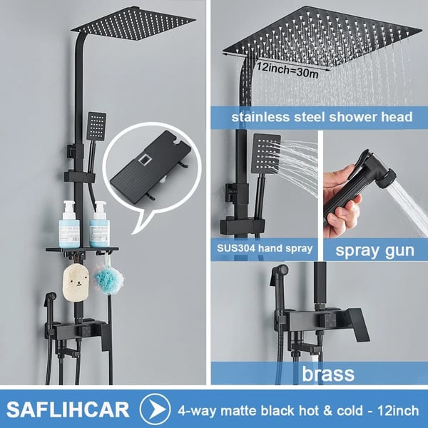 Bruserarmatur Sæt, Stilfuldt Design, Holdbar Messing Konstruktion,matte sort 4-12