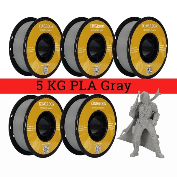 3D Print Filament, PLA Material, 1,75 mm Diameter,5 KG PLA Grå