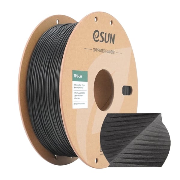 eSUN TPU 3D-printer filament, 1,75 mm diameter, 750 g nettovægt,sort