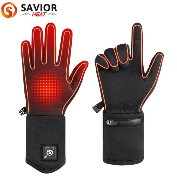 Opvarmede handskeforinger, genopladeligt batteri, tyndt design, Sort, XL XXL