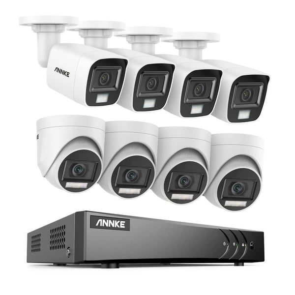 Overvågningskamera System, 5MP Opløsning, Vejrbestandigt Design,8CH DVR 8Pcs Kits, Ingen