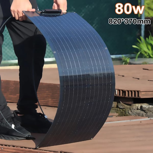 Flexibelt solpanel, 80w effektutgång, vattentät design, monokristallin effektivitet,80w svart 820x370mm