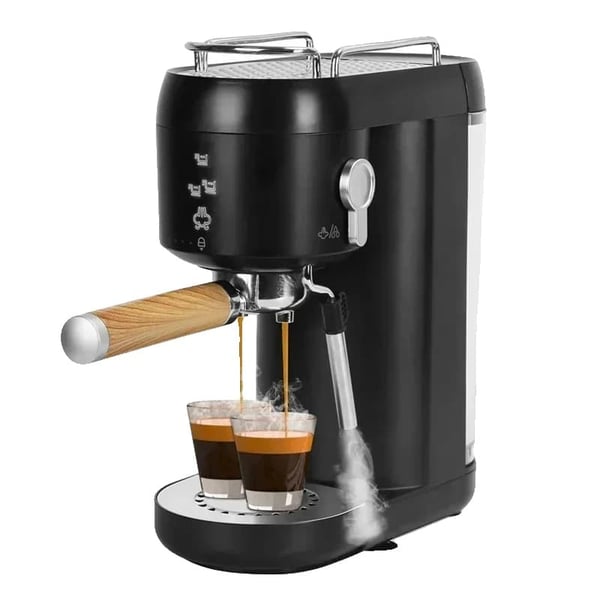 Espresso-kahvinkeitin, 20 baarin pumppu, automaattinen maidonvaahdotin,EU, musta